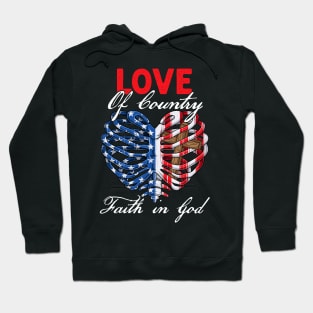 Patriotic Christian Faith In God Heart Cross American Flag Hoodie